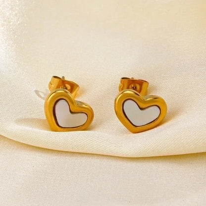 304 Stainless Steel Titanium Steel 18K Gold Plated Sweet Plating Heart Shape Acrylic Bracelets Earrings Necklace