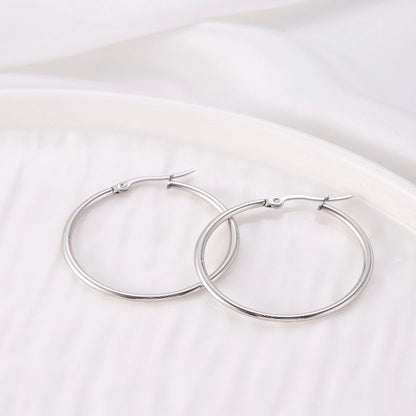 1 Pair Vintage Style Modern Style Minimalist Round Plating Titanium Steel 18K Gold Plated Hoop Earrings
