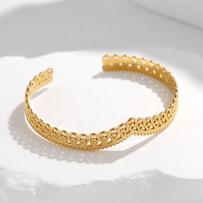 2 Pieces Expressive Stripe Stainless Steel Electroplating Bangles