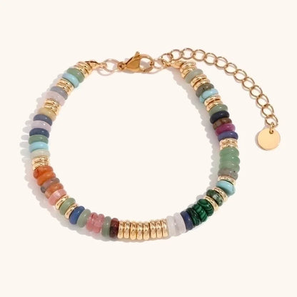 Retro Ethnic Style Geometric Stainless Steel Natural Stone 18K Gold Plated Bracelets In Bulk