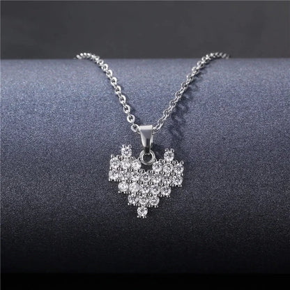 Stainless Steel Titanium Steel White Gold Plated Minimalist Plating Inlay Water Droplets Flower Zircon Pendant Necklace