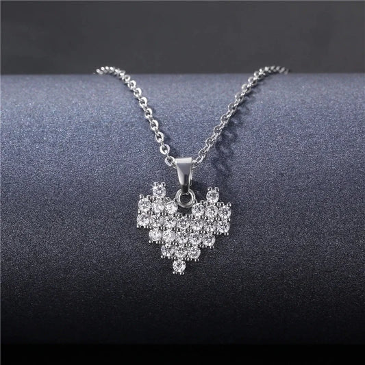 Stainless Steel Titanium Steel White Gold Plated Minimalist Plating Inlay Water Droplets Flower Zircon Pendant Necklace