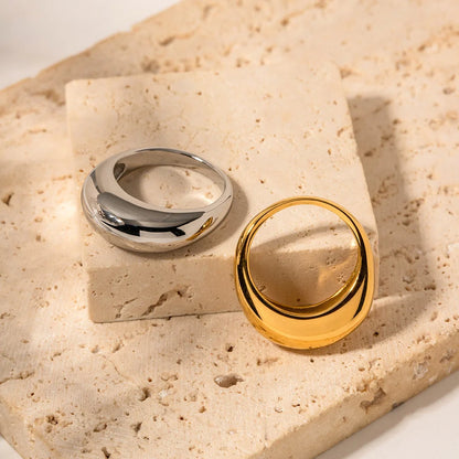 Women IG Style Geometric Stainless Steel 18K Gold Plated Rings