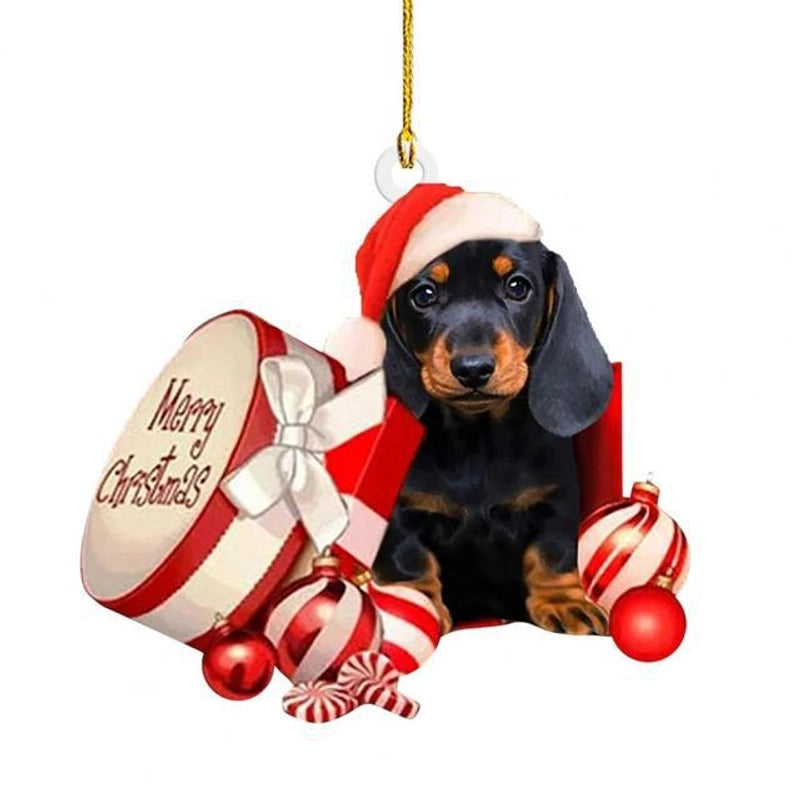 Cross-border Christmas Pendant Hanging Ornaments With Lanyard Christmas Tree Pendant Dachshund House Pendant Home Decorations