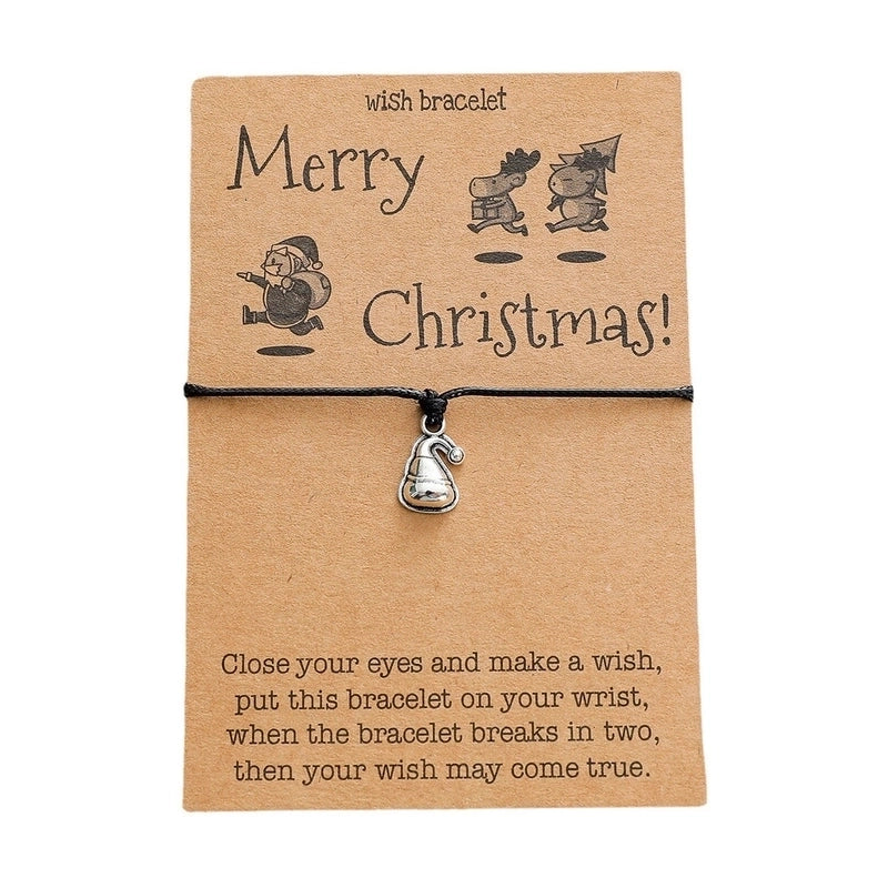 Europe And America Christmas Alloy Pendant Hand Woven Bracelet