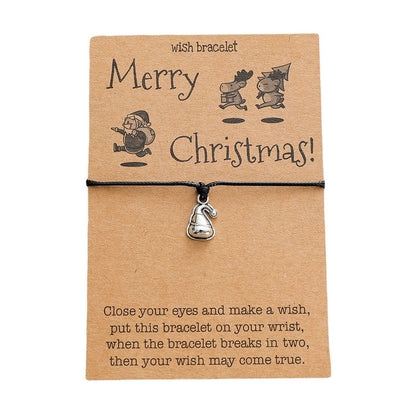 Europe And America Christmas Alloy Pendant Hand Woven Bracelet