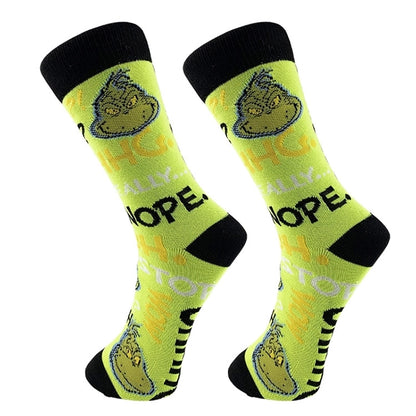 Christmas Mid-calf Length Socks Grinch Knitted Personalized Men And Women Socks Couple Fashion Socks