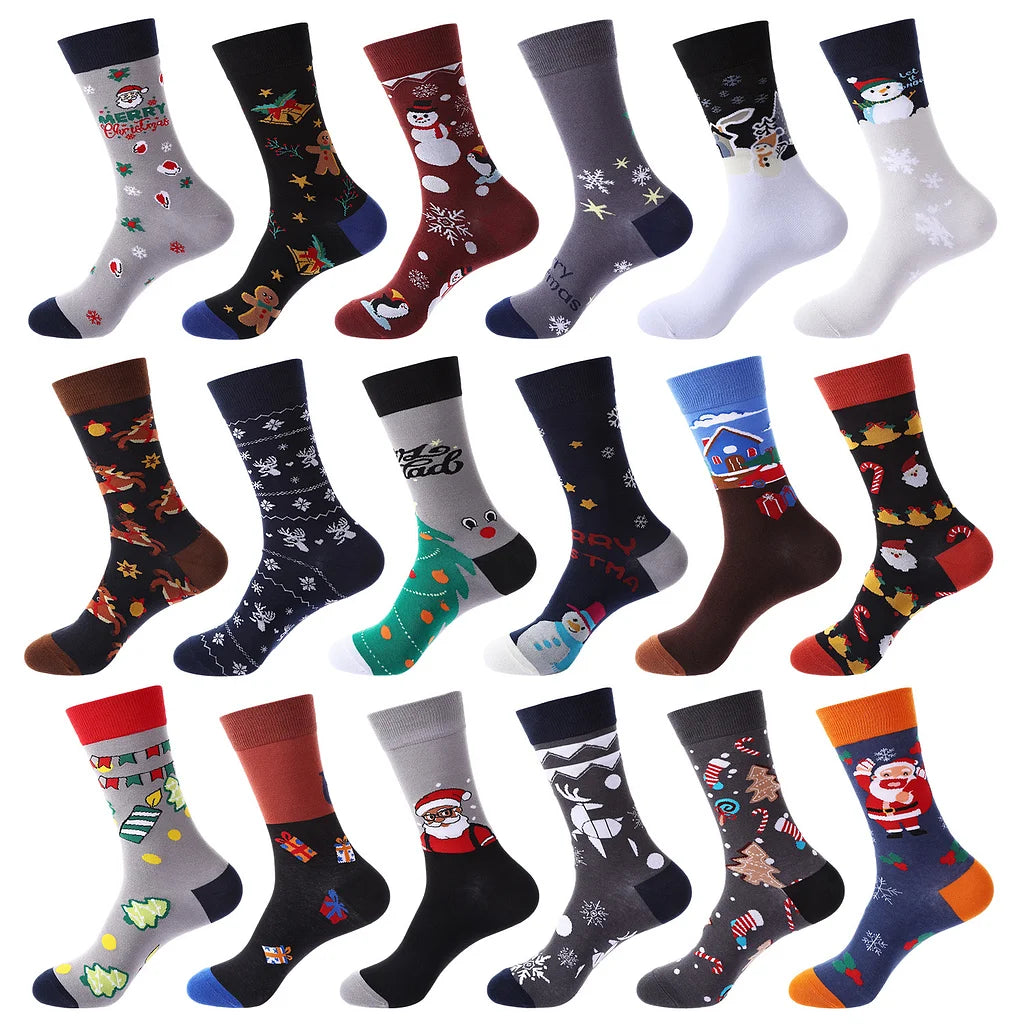 10 Pairs Haichin Christmas Mid-calf Socks For Men Trendy Brand Christmas Socks For Women Santa Claus Trendy Socks