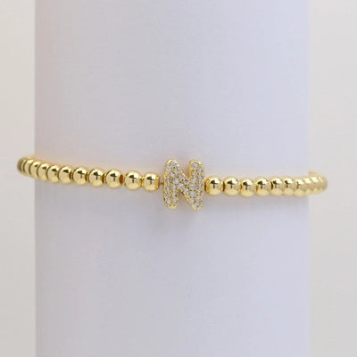 Xi Yin Hot Sale Brass Micro-Inlaid Bubble Balloon Diy26 English Letters Copper Bead Beaded Elastic Wire Bracelet