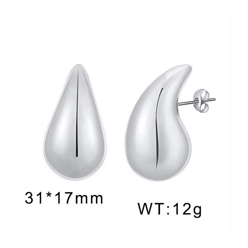 1 Pair Basic Water Droplets Stainless Steel 18K Gold Plated Ear Studs