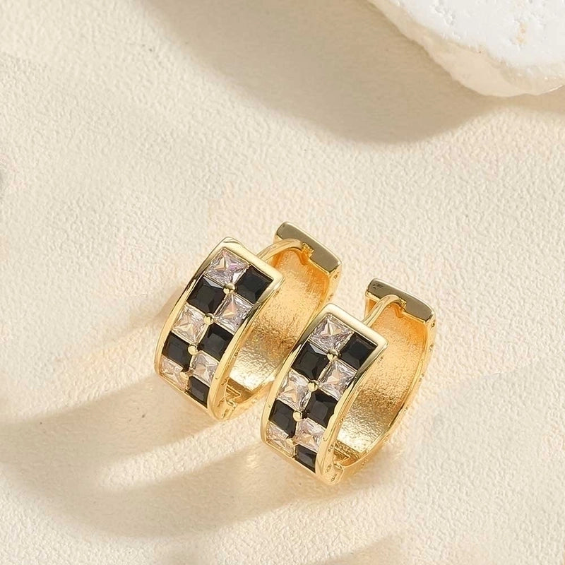 1 Pair Minimalist Round Copper Zircon 14k Gold Plated Hoop Earrings