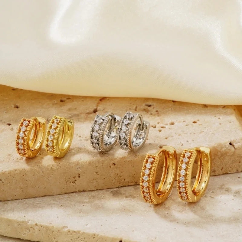 1 Pair Hip-Hop Minimalist Circle Plating Inlay Copper Zircon K Gold Plated Earrings