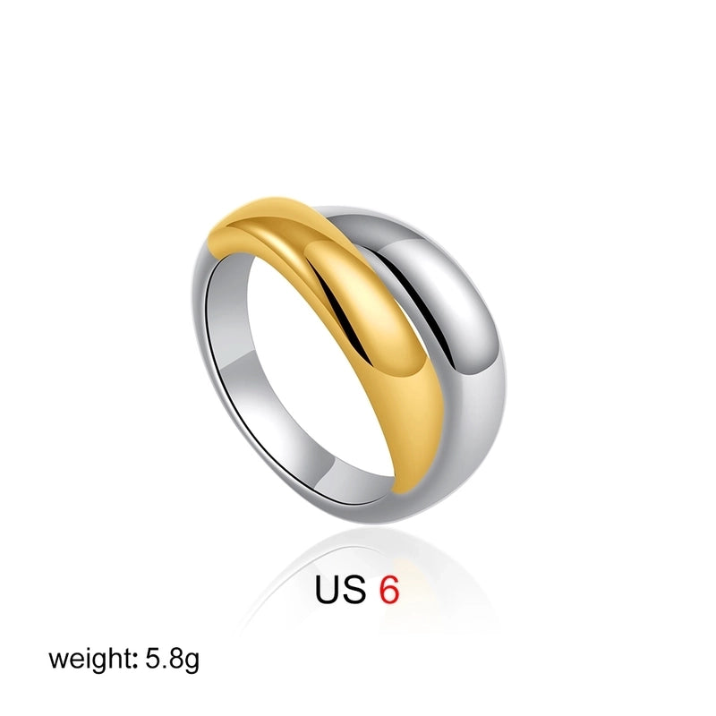 IG Style Elegant Geometric Copper Mixed Metal Rings