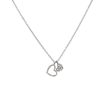 Fashion Heart Shape Stainless Steel Alloy Artificial Pearls Zircon Inlay Pendant Necklace