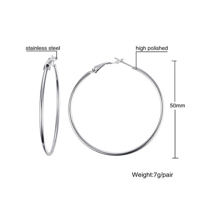 1 Pair Minimalist Geometric 304 Stainless Steel Gold Plated Hoop Earrings