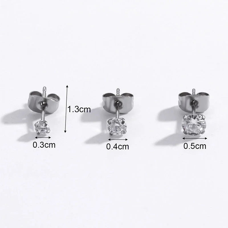 1 Pair Ear Cartilage Rings & Studs Minimalist Round 316L Stainless Steel Inlaid Zircon