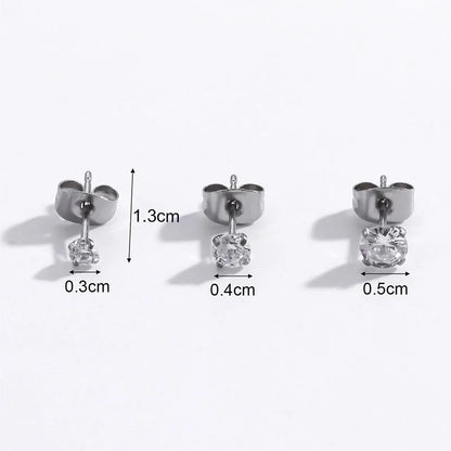 1 Pair Ear Cartilage Rings & Studs Minimalist Round 316L Stainless Steel Inlaid Zircon