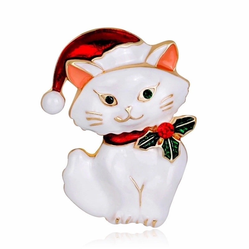 Fashion Pin Santa Claus Star Elk Alloy Plating Rhinestones Women'S Brooches