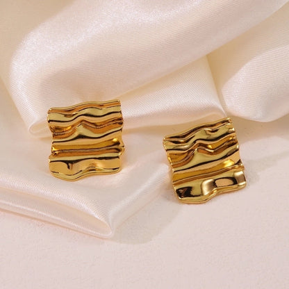 1 Pair Artistic Square Waves Rubik'S Cube 304 Stainless Steel Ear Studs