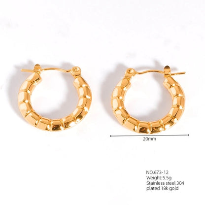 1 Pair Casual Modern Style Classic Style U Shape Geometric 304 Stainless Steel Titanium Steel 18K Gold Plated Earrings