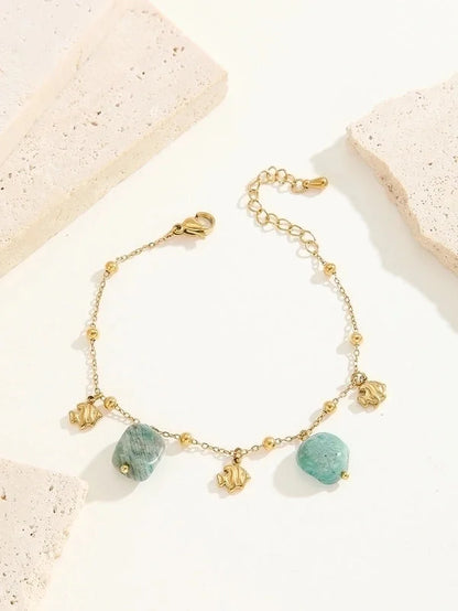 Minimalist Classic Style Color Block Ocean Titanium Steel 18K Gold Plated Crystal Bracelets In Bulk