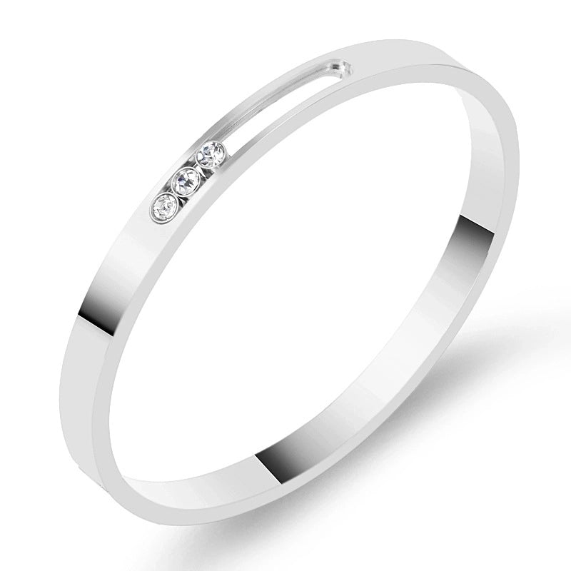 IG Style Geometric Solid Color Stainless Steel Zircon Bangle In Bulk