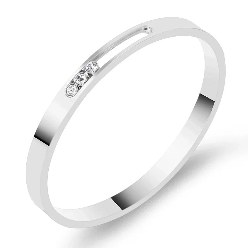 IG Style Geometric Solid Color Stainless Steel Zircon Bangle In Bulk