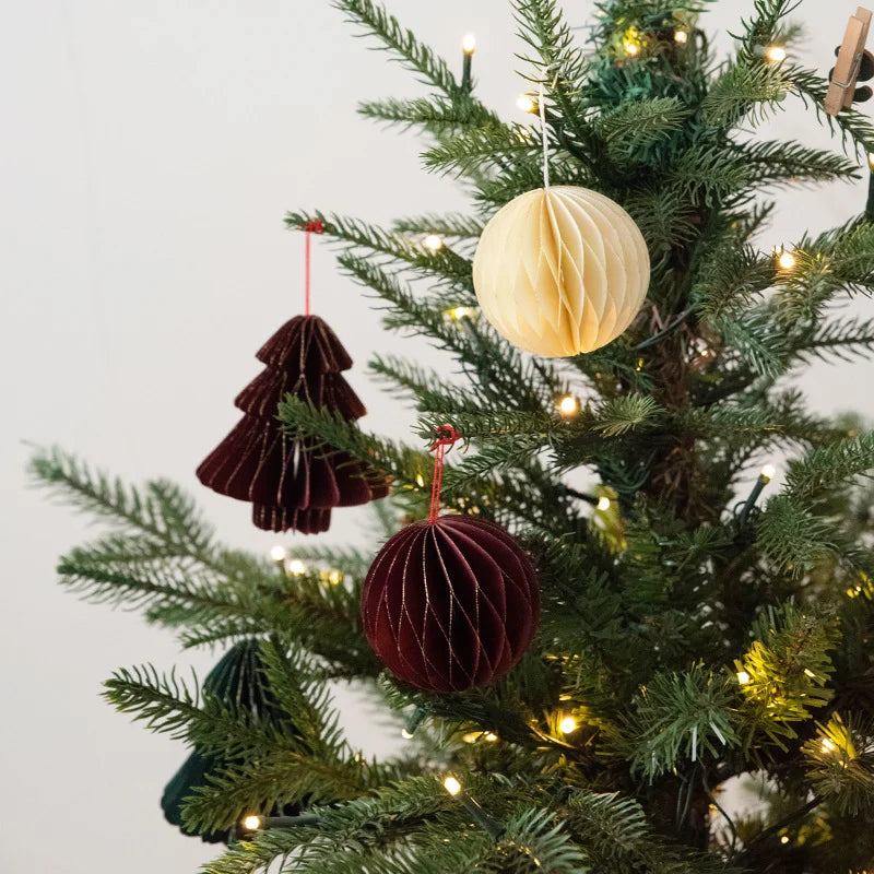 Hot Sale Christmas Paper Folding Honeycomb Christmas Tree Hanging Decoration Party Christmas Decoration Supplies Hanging Ornament