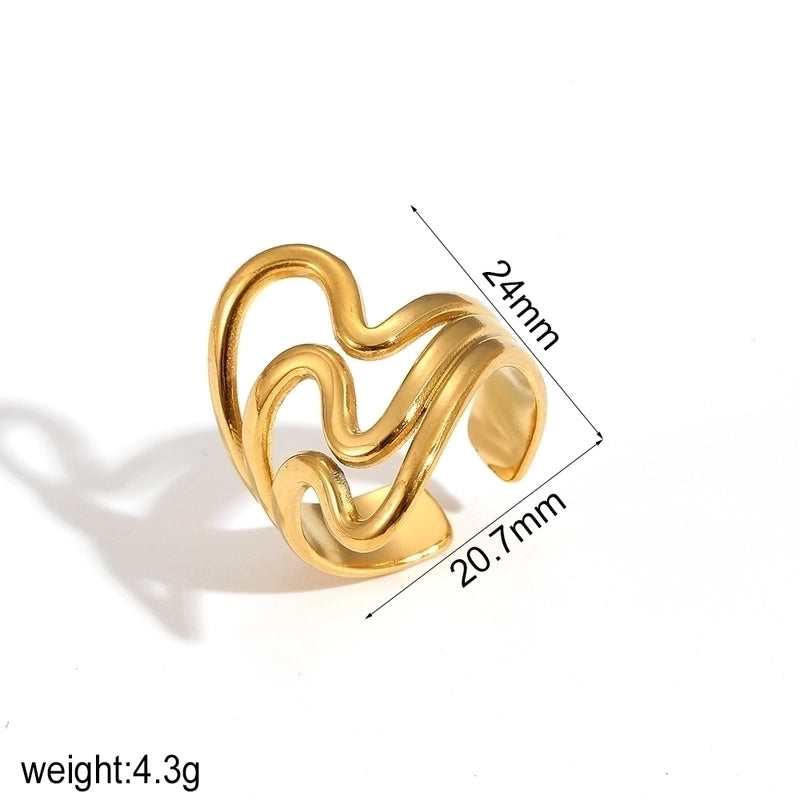 IG Style Exaggerated Geometric 304 Stainless Steel 18K Gold Plated Polishing Rings