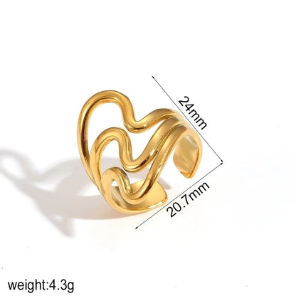IG Style Exaggerated Geometric 304 Stainless Steel 18K Gold Plated Polishing Rings