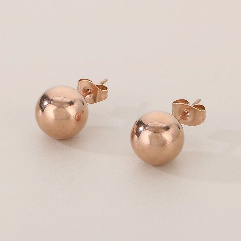 1 Pair Minimalist Round 304 Stainless Steel 18K Gold Plated Ear Studs
