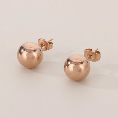 1 Pair Minimalist Round 304 Stainless Steel 18K Gold Plated Ear Studs