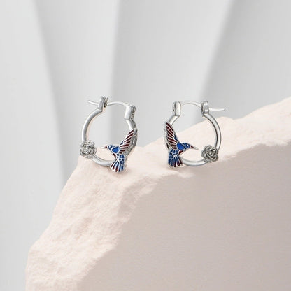 1 Pair Minimalist Classic Style Color Block Hummingbird Enamel Copper Earrings