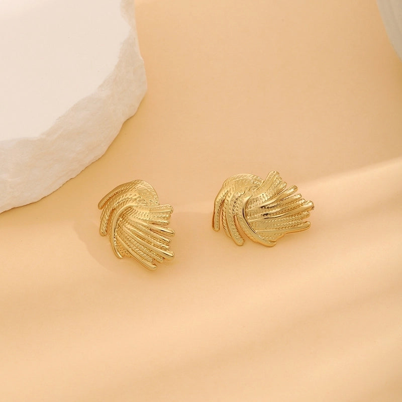 1 Pair Casual Minimalist Streetwear Waves Heart Shape Flower Plating 304 Stainless Steel Ear Studs