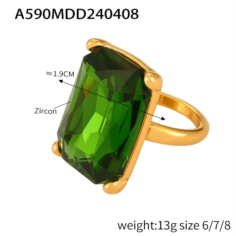 Casual Minimalist Commute Round Rectangle 304 Stainless Steel 18K Gold Plated Rhinestones Zircon Open Rings Rings In Bulk