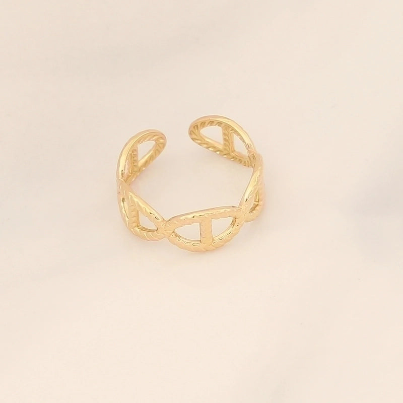 Fashion Waves Stainless Steel Inlay Open Ring