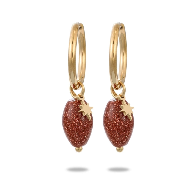 304 Stainless Steel Natural Stone Minimalist Plating Geometric Star Drop Earrings