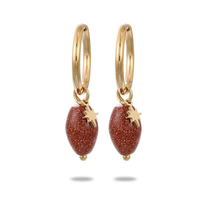 304 Stainless Steel Natural Stone Minimalist Plating Geometric Star Drop Earrings