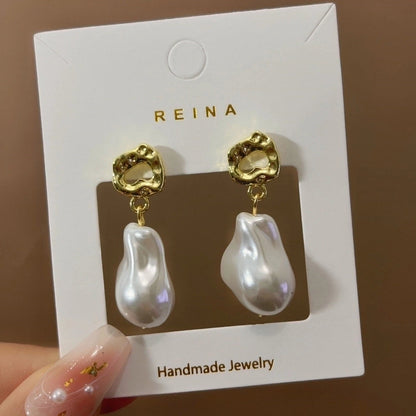 1 Pair Fashion Leaf Flower Bow Knot Imitation Pearl Alloy Rhinestones Earrings