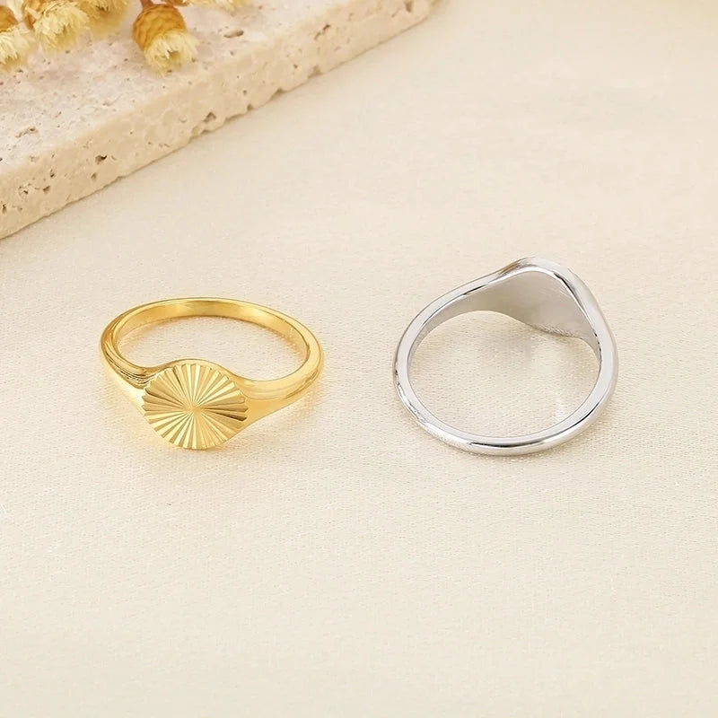 Basic Minimalist Classic Style Geometric 304 Stainless Steel 18K Gold Plated Rings