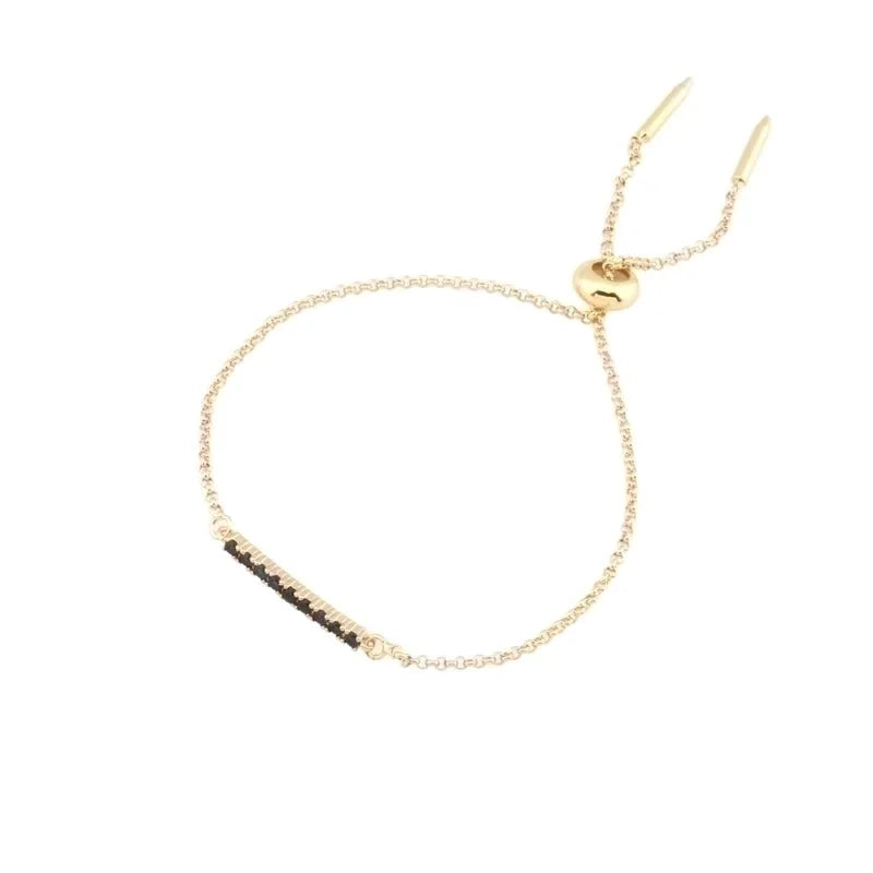 Copper 18K Gold Plated IG Style Minimalist Commute Geometric Rectangle Inlay Zircon Bracelets