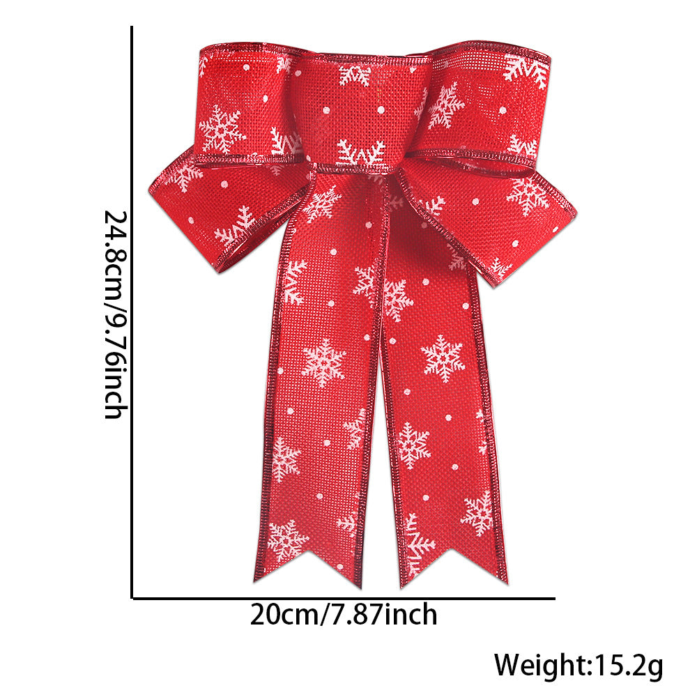 2 Pieces Christmas Decoration Red Flocked Striped Burlap Bow Christmas Wreath Christmas Tree Accessories Decoration Pendant