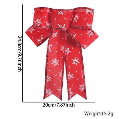 2 Pieces Christmas Decoration Red Flocked Striped Burlap Bow Christmas Wreath Christmas Tree Accessories Decoration Pendant