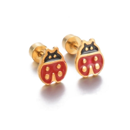 1 Pair Cute Geometric Enamel Plating Stainless Steel Ear Studs