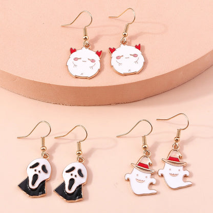 Halloween Funny Skull Alloy Party Earrings