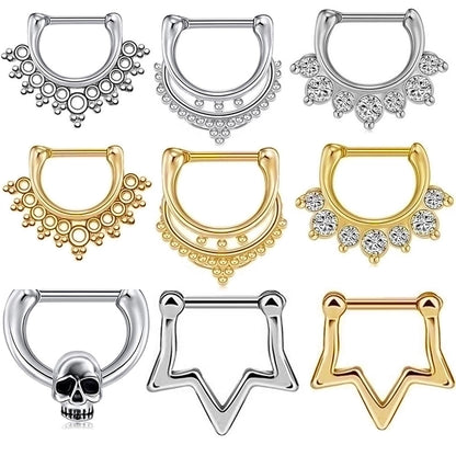 1 Piece Nose Rings & Studs Fashion Crown Skull Stainless Steel Plating Inlay Artificial Gemstones