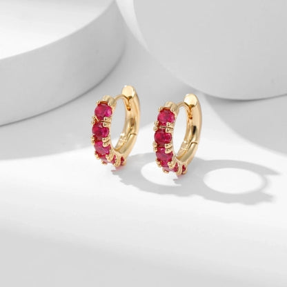 1 Pair Elegant Vintage Style Round Plating Inlay Copper Zircon Gold Plated Hoop Earrings