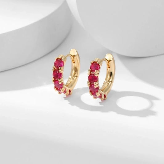1 Pair Elegant Vintage Style Round Plating Inlay Copper Zircon Gold Plated Hoop Earrings
