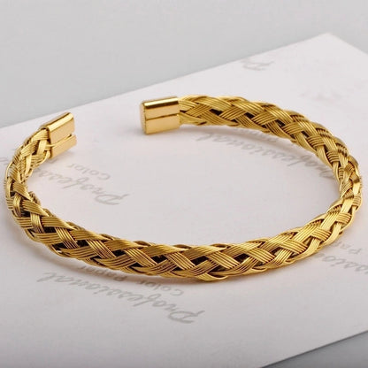 Minimalist Solid Color Stainless Steel Plating Gold Plated Bangle