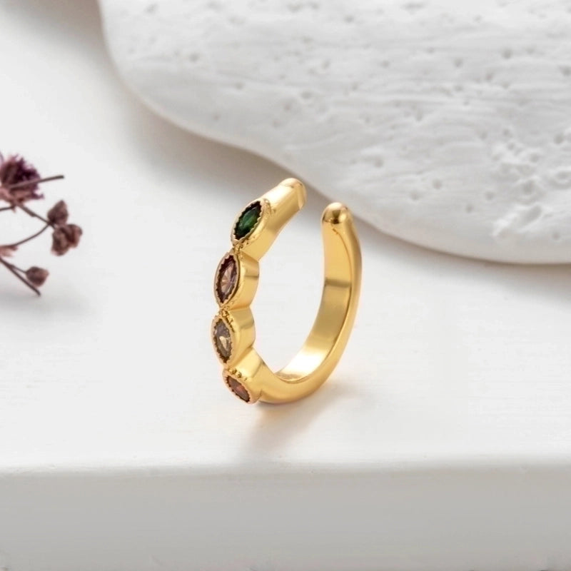 1 Piece Elegant Shiny Geometric Eye Snake Plating Inlay Copper Zircon Ear Cuffs